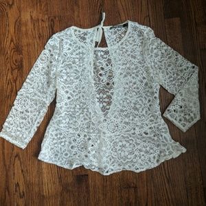 For Love and Lemons lace tie back peplum top